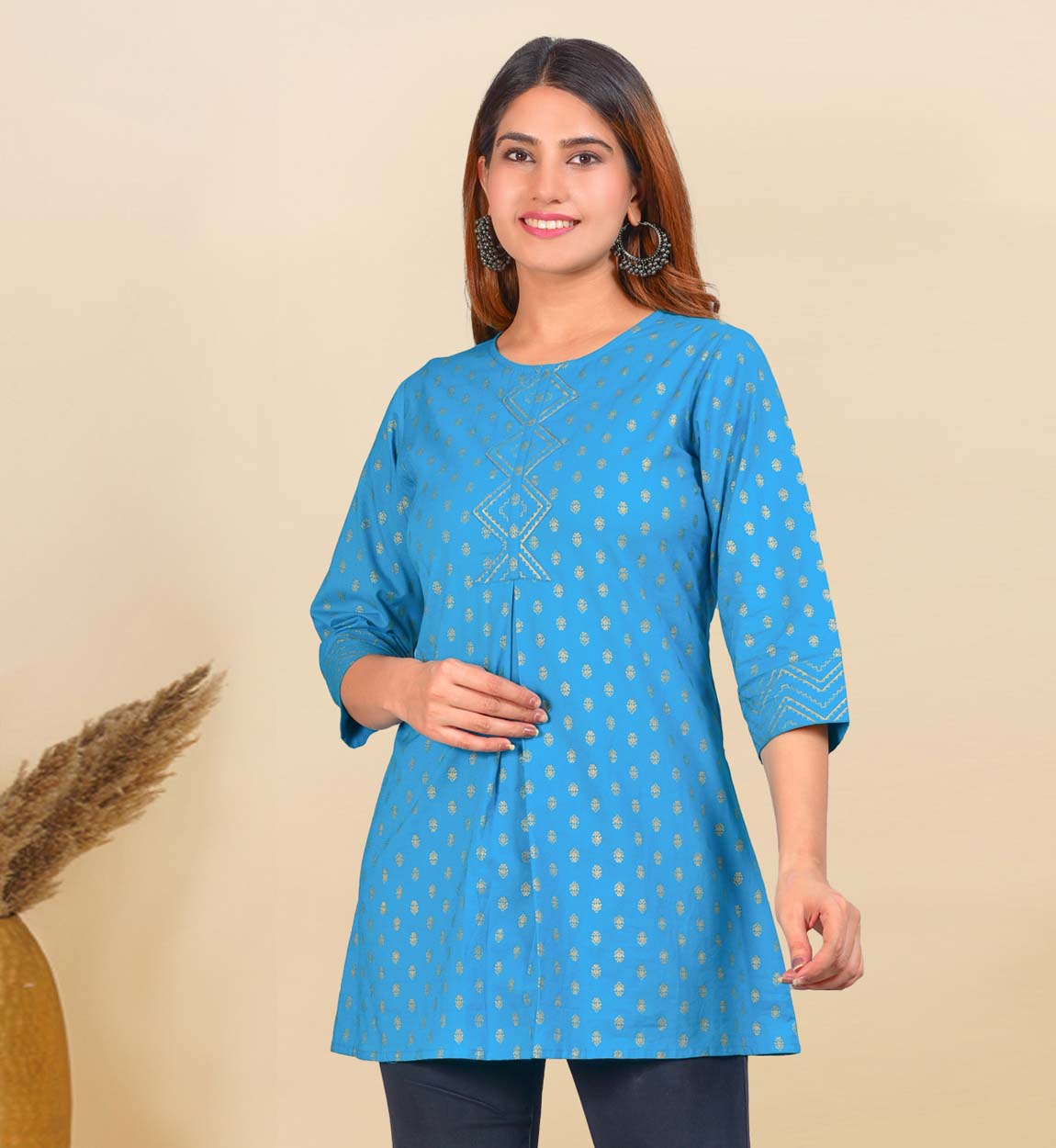 Buy Saree Swarg Off White Printed A Line Short Kurti for Women's Online @  Tata CLiQ